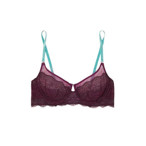 NEW DORA LARSEN orla lace underwire bra in dark purple